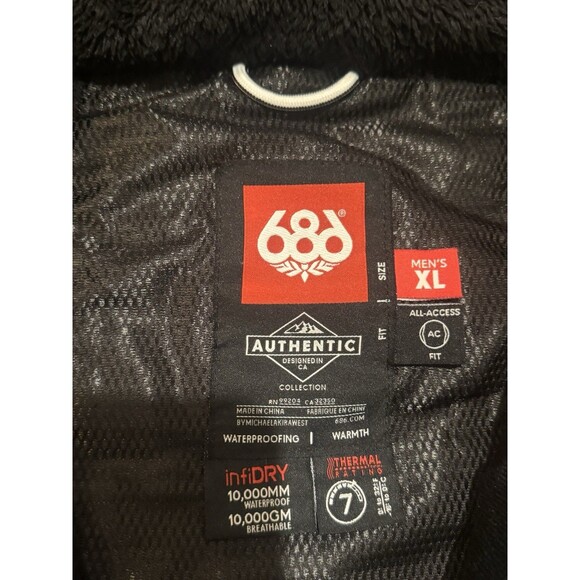 686 Jacket Mens XL Black Parka Hooded Thermal Infidry Snow Ski Snowboarding - Picture 6 of 7